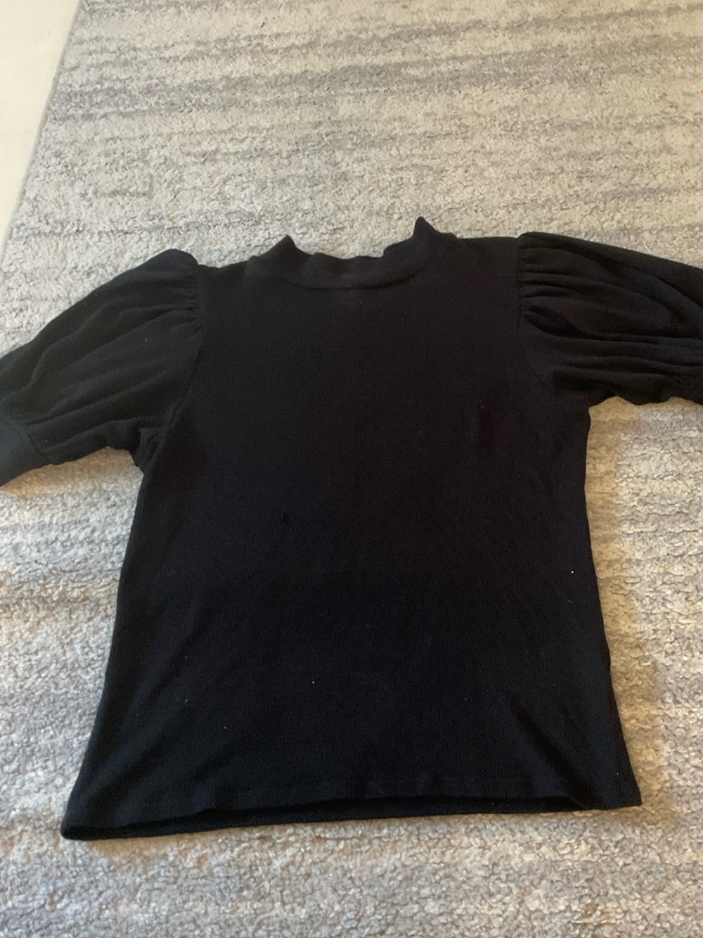 Black Puff Sleeve Knit Top - Classic Women's Sweater